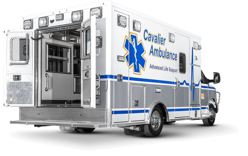 Side Vew of Cavalier Ambulance Service 2025 Chevy G4500 Type 3