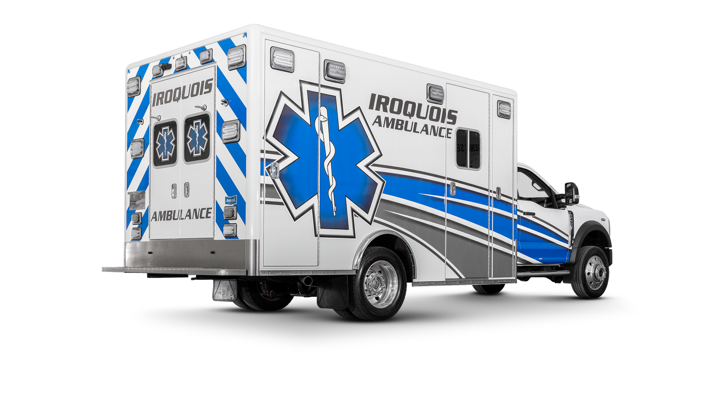 Rear View of Iroquois Ambulance 2023 Ford F450 Heavy Duty Ambulance