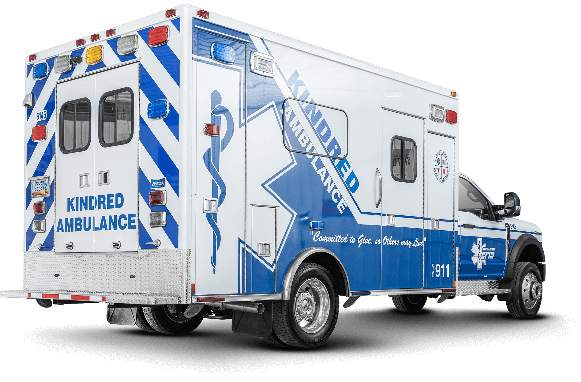 Rear View of Kindred Ambulance 2023 Ford F450 Heavy Duty Ambulance