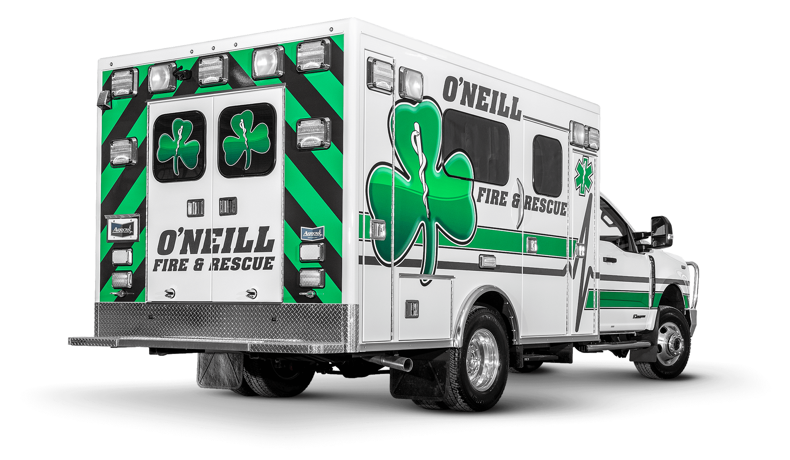 Rear Vew of O'neill Fire & Rescue Ford F350 Type 1 Ambulance