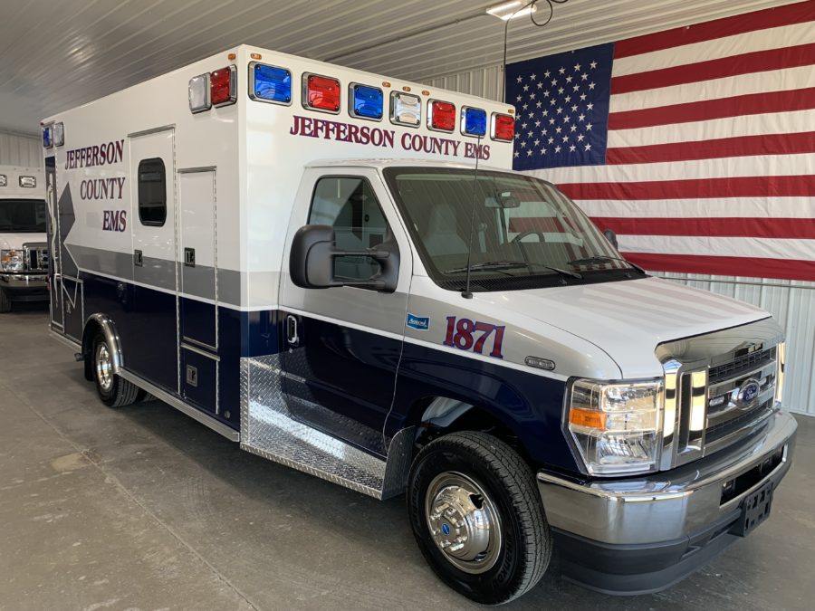 2022 Ford E450 Type 3 Ambulance delivered to Jefferson County Ambulance, KS in Oskaloosa, KS