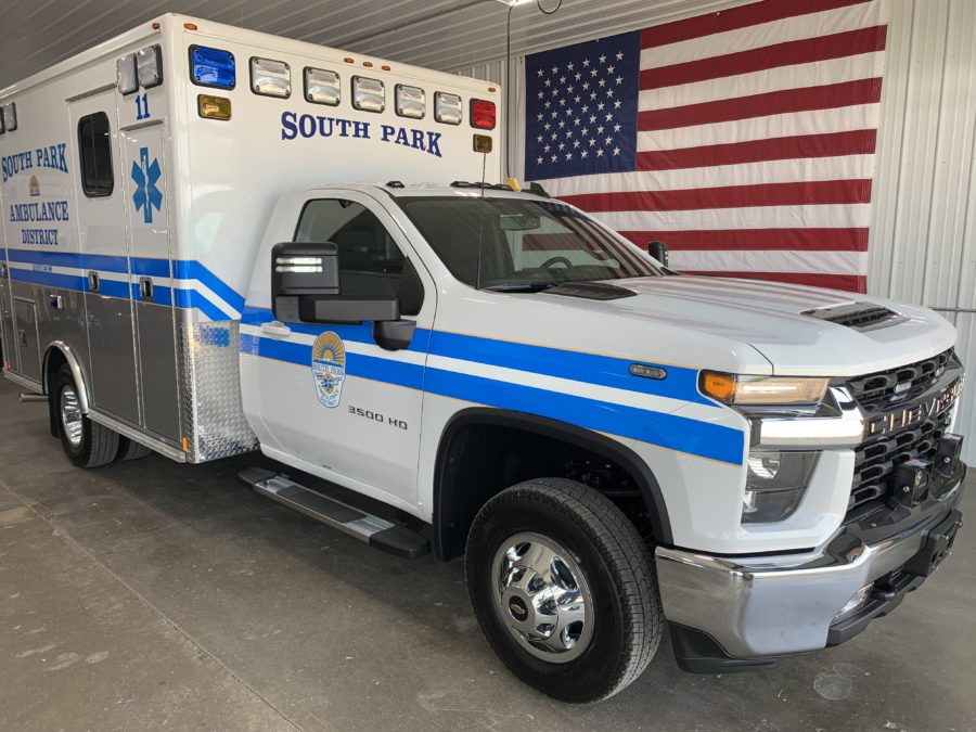 2021 Chevrolet K3500 Type 1 4x4 Ambulance delivered to South Park Ambulance District in Fairplay, CO