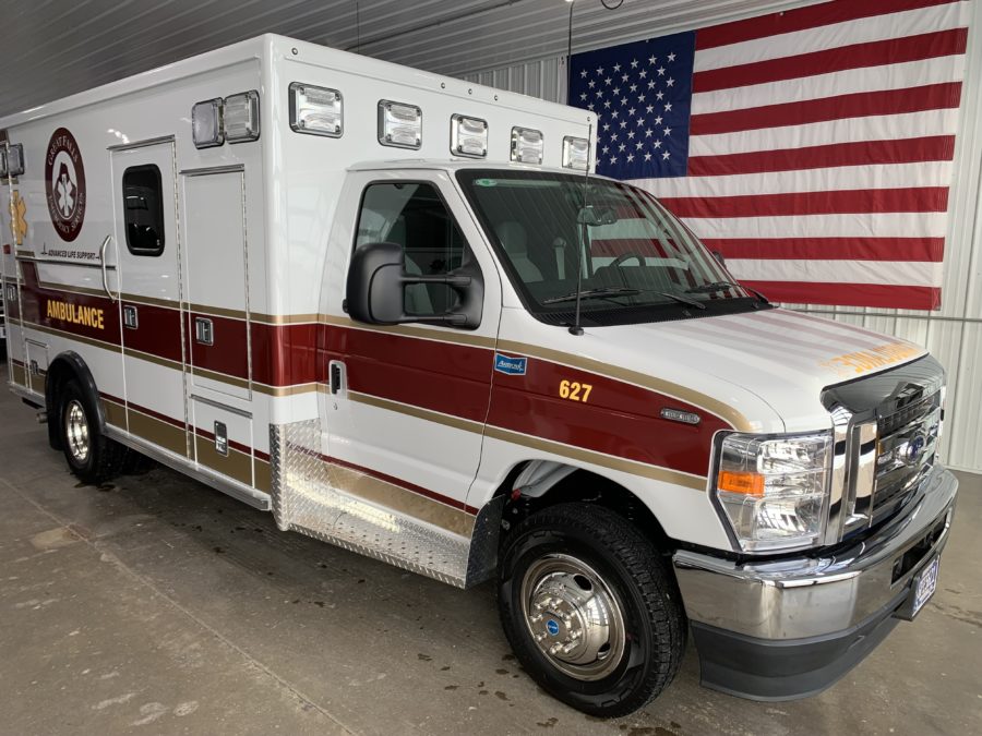 2023 Ford E450 Type 3 Ambulance delivered to Great Falls Emergency Services in Great Falls, MT