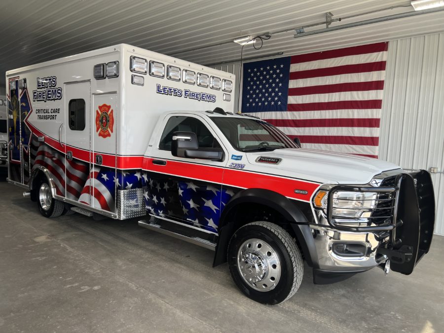 2023 Ram 5500 Heavy Duty 4x4 Ambulance delivered to Letts Fire Dept in Greensburg, IN
