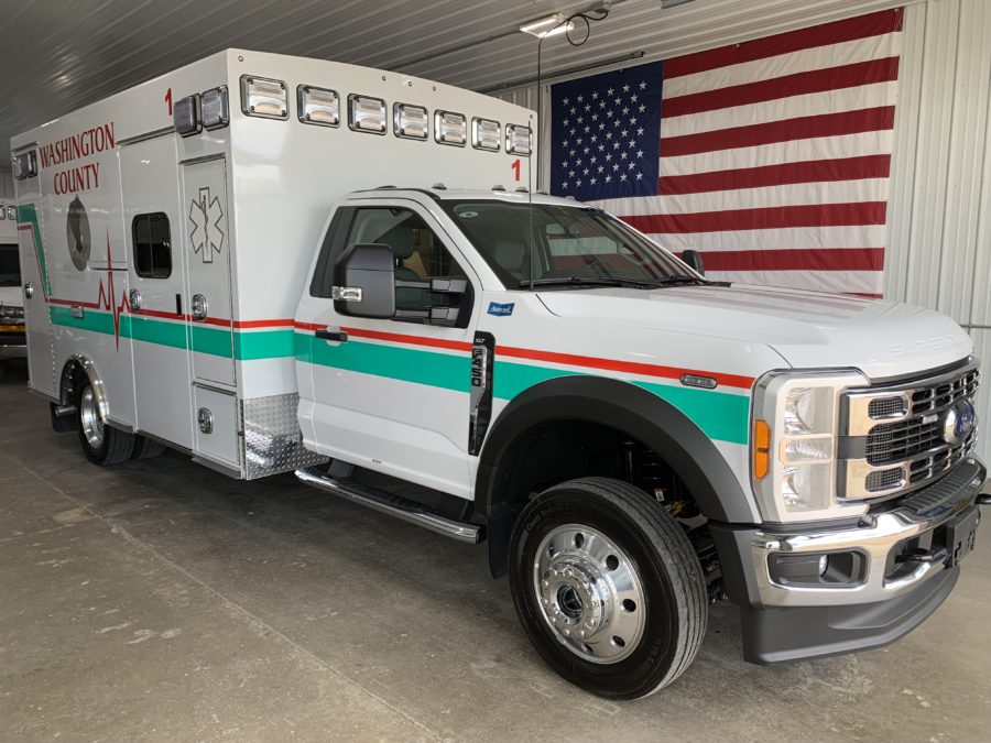 2023 Ford F450 Heavy Duty 4x4 Ambulance delivered to Washington County Ambulance in Washington, IA