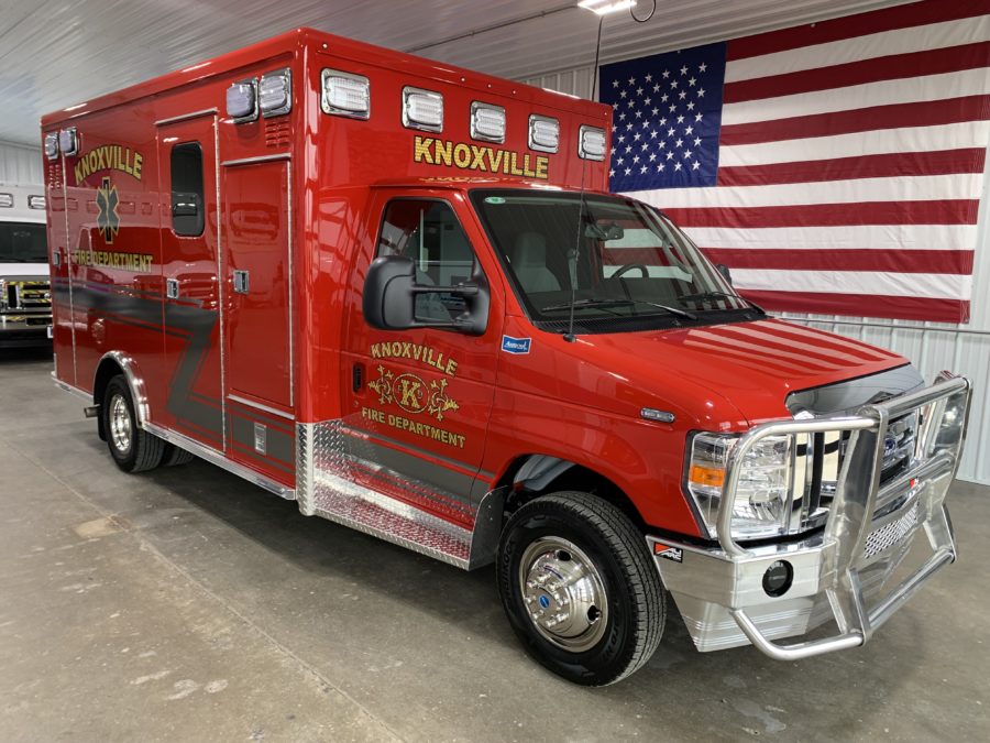 2023 Ford E450 Type 3 Ambulance delivered to Knoxville Fire Department in Knoxville, IA