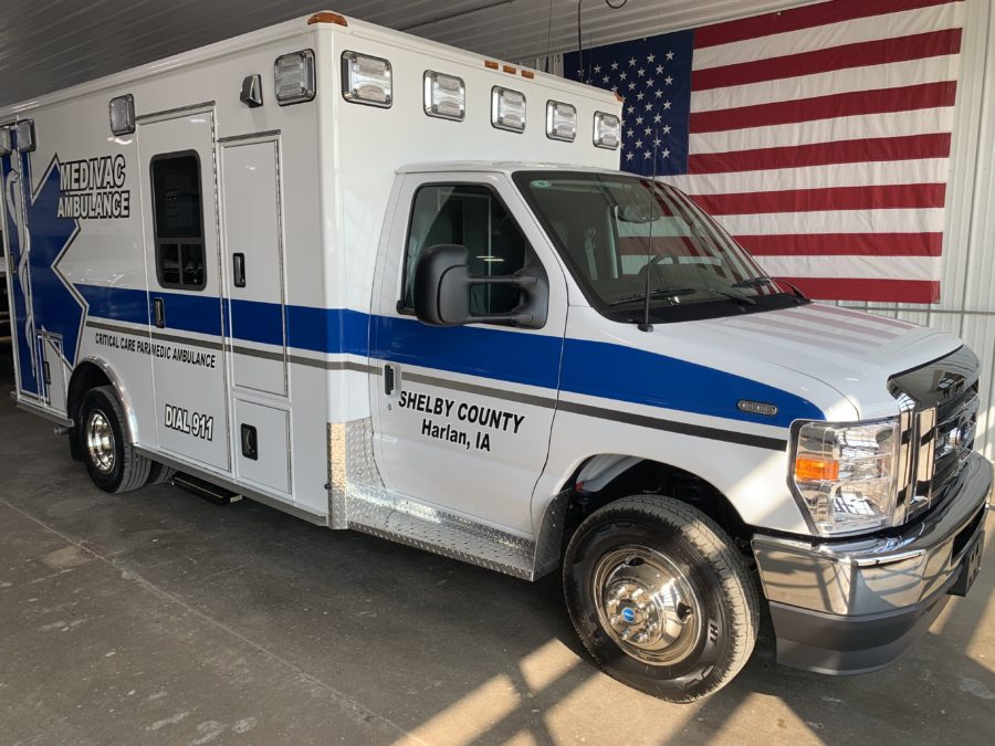 2023 Ford E450 Type 3 Ambulance delivered to Medivac Ambulance in Harlan, IA
